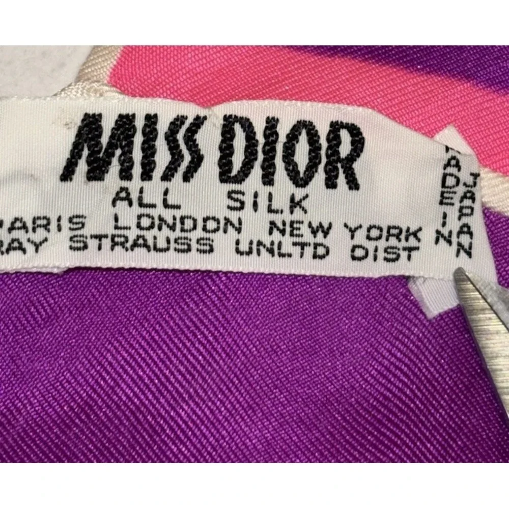 Vintage Christian Dior Miss Dior Silk Scarf 15x46 Floral Made In Japan